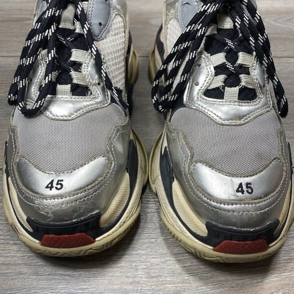 Balenciaga Triple S Silver Black Red Size 45 (US 12) - Picture 10 of 14